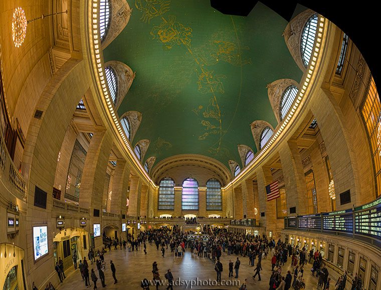 Adsy Bernart Fotograf ReisefotografieNew York Grand Central Bahnhof Panorama Decke Plafond Sternzeichen USA